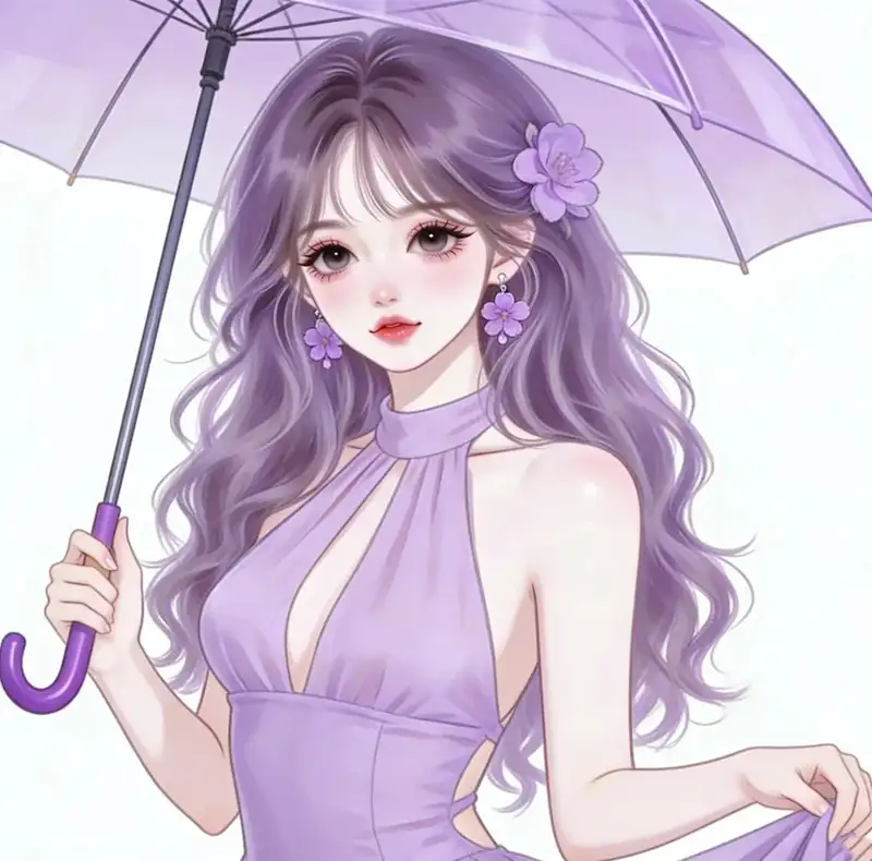 hình nền ảnh anime màu tím 4k
