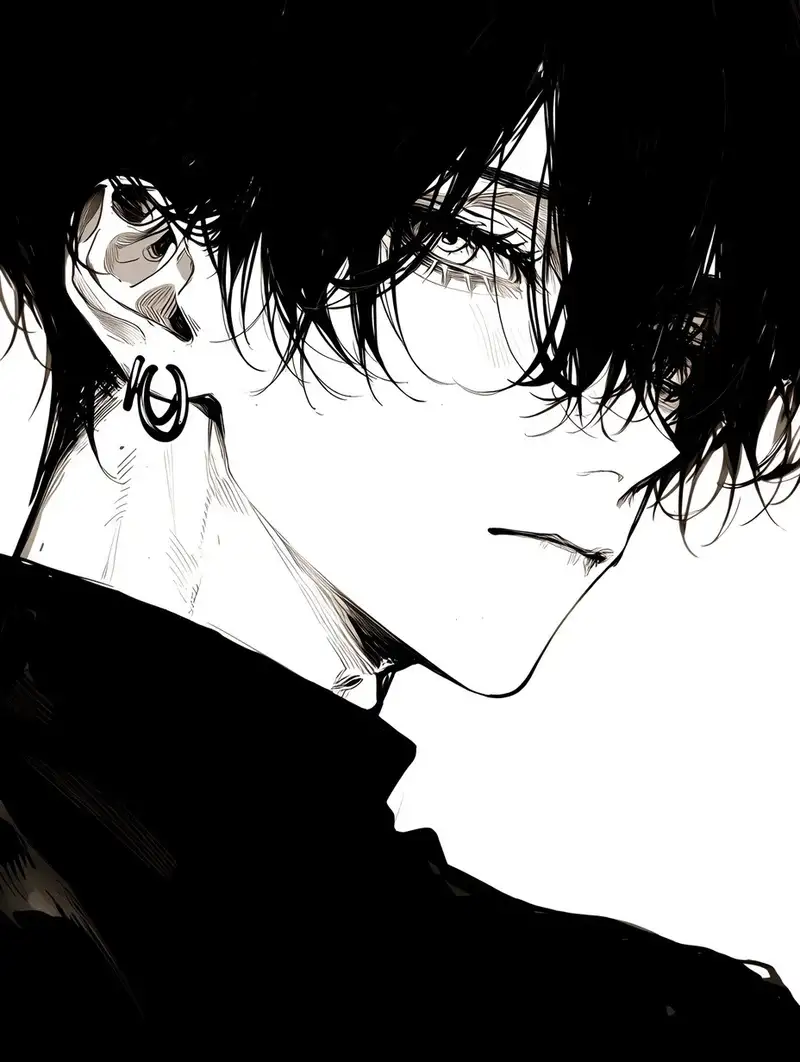 hình nền ảnh anime nam trắng đen