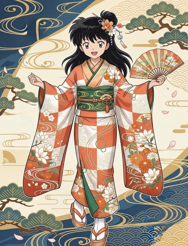hình nền hình ảnh anime nữ mặc kimono