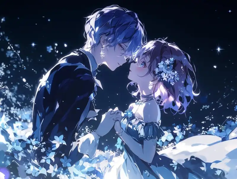lung linh ảnh anime màu xanh dương