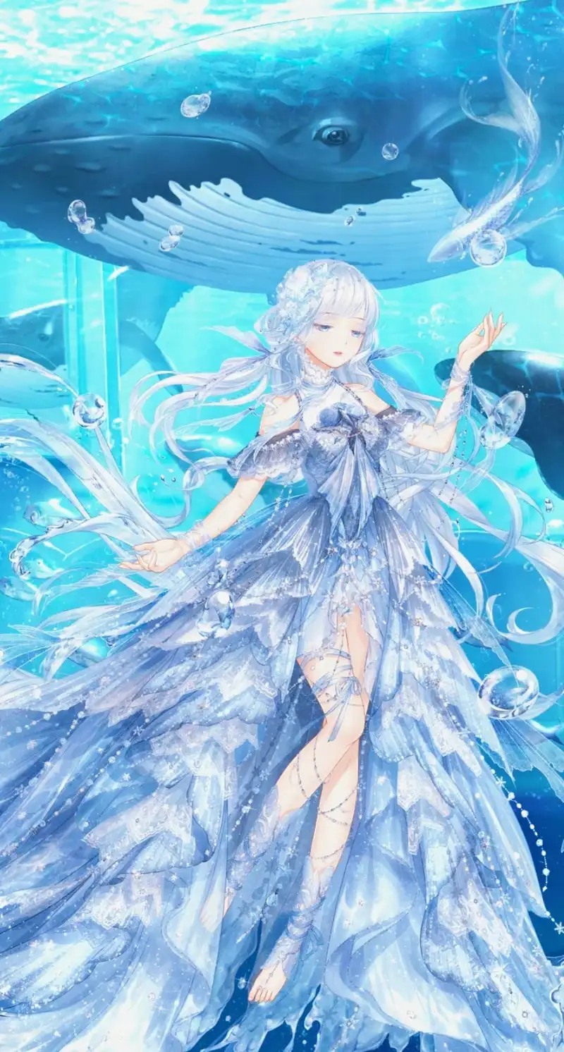 mê hoặc ảnh anime màu xanh dương