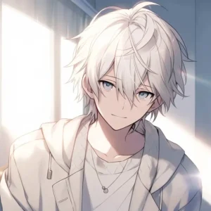 nam tóc trắng ảnh anime đẹp