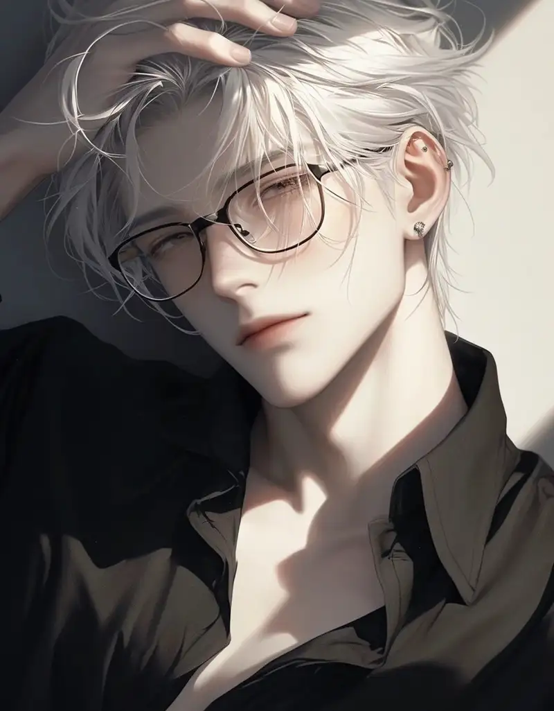 ngắm ảnh anime nam tóc trắng
