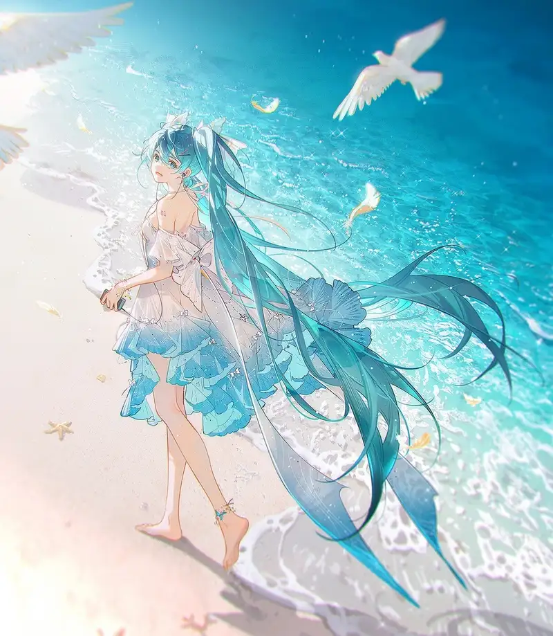 xanh dương ảnh anime màu