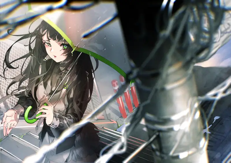 ảnh anime buồn dưới mưa với khung cảnh lãng mạn