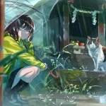 ảnh anime mưa buồn cô độc và đầy tâm trạng