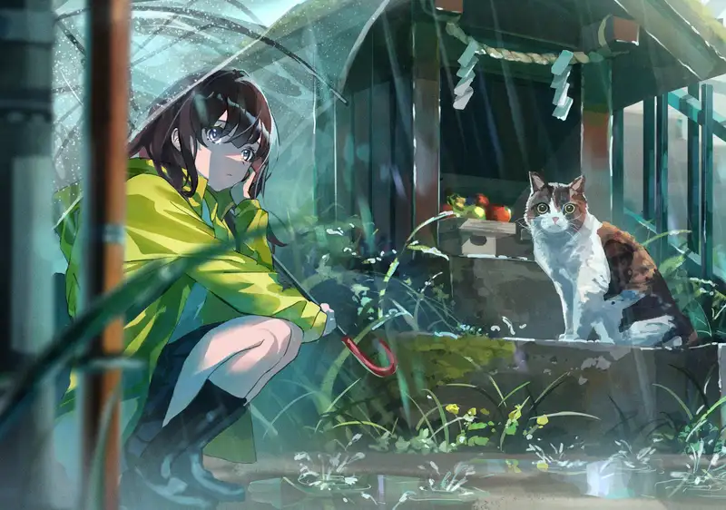ảnh anime mưa buồn cô độc và đầy tâm trạng
