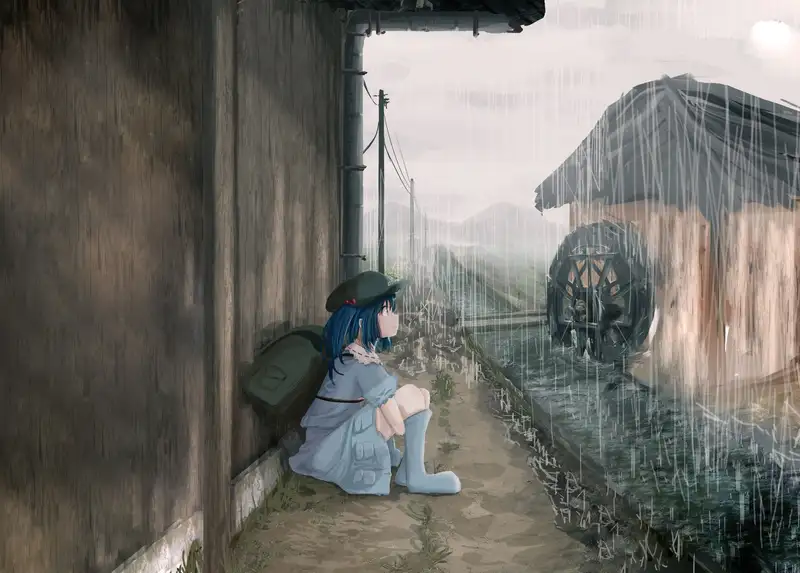 ảnh mưa anime buồn cô đơn giữa không gian tĩnh lặng