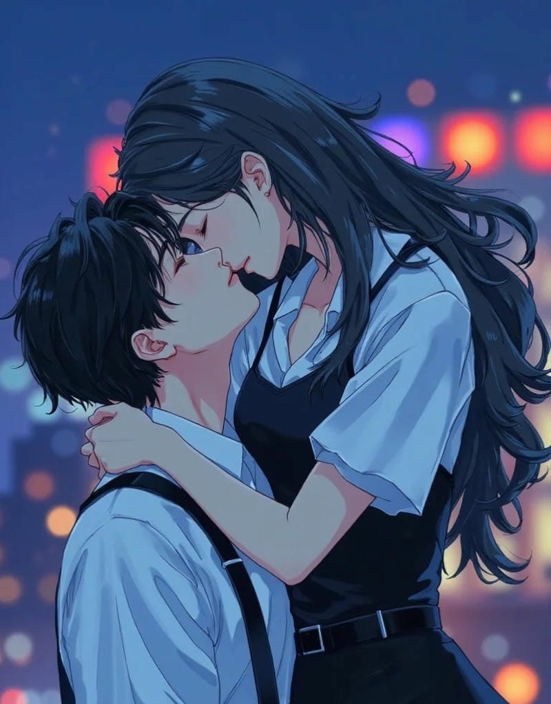Ảnh anime hôn nhau của cặp đôi học đường