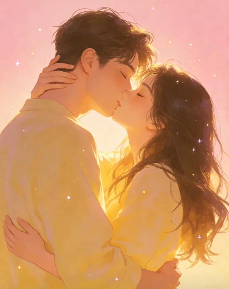 Ảnh anime hôn nhau dưới ánh trăng