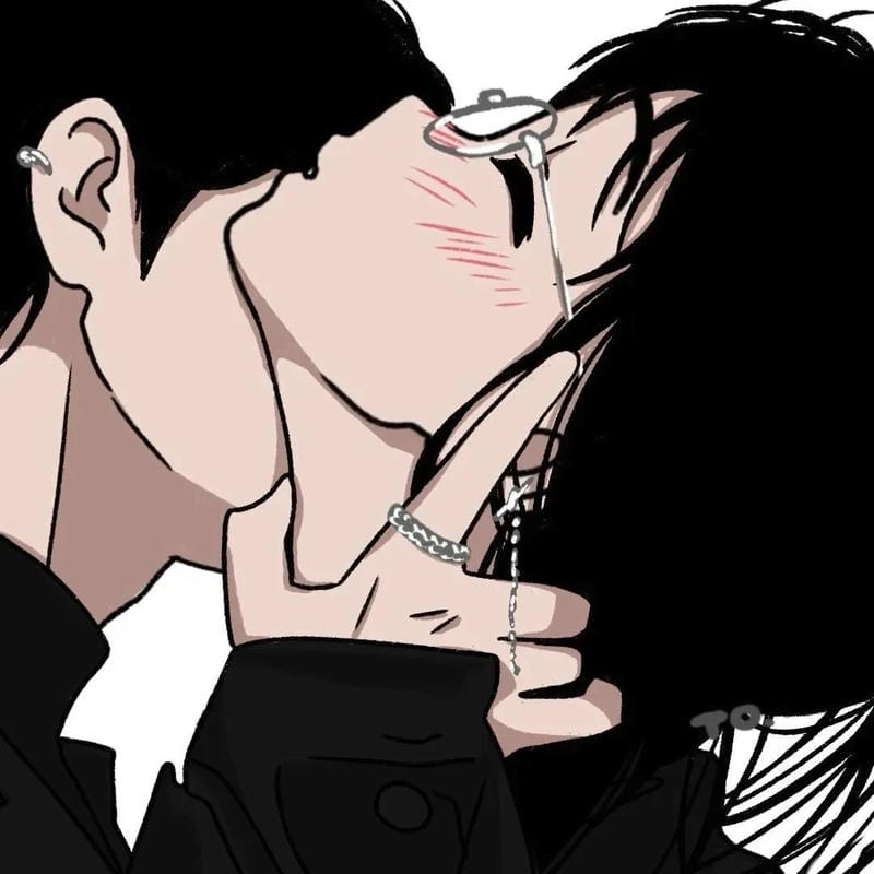 Ảnh anime hôn nhau phong cách nghệ thuật