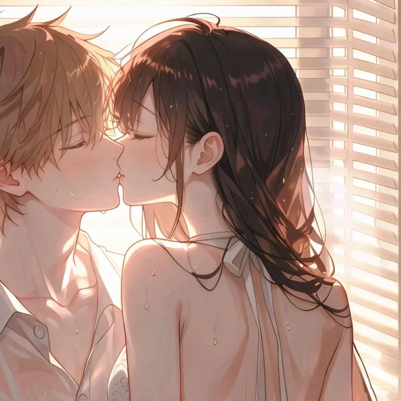 Ảnh anime hôn nhau với màu sắc dịu dàng