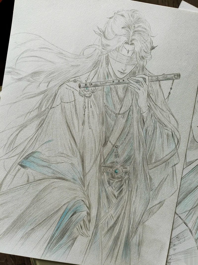 Ảnh anime vẽ phác họa từng đường nét tinh