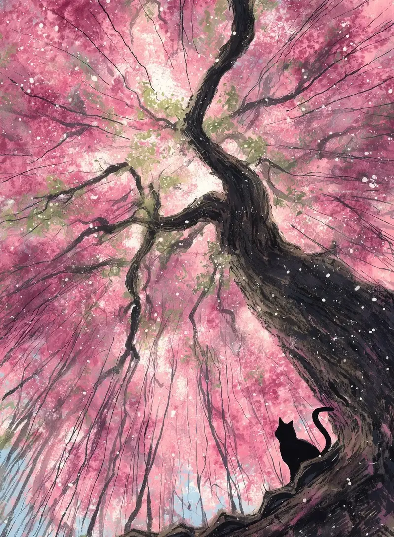 Ảnh phong cảnh anime hoa anh đào đầy chất thơ
