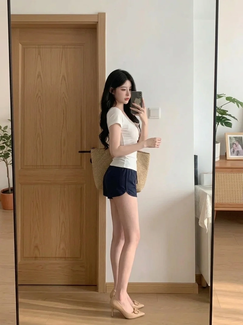 Gái xinh mặc quần ngắn lộ ngực gợi dục 2K