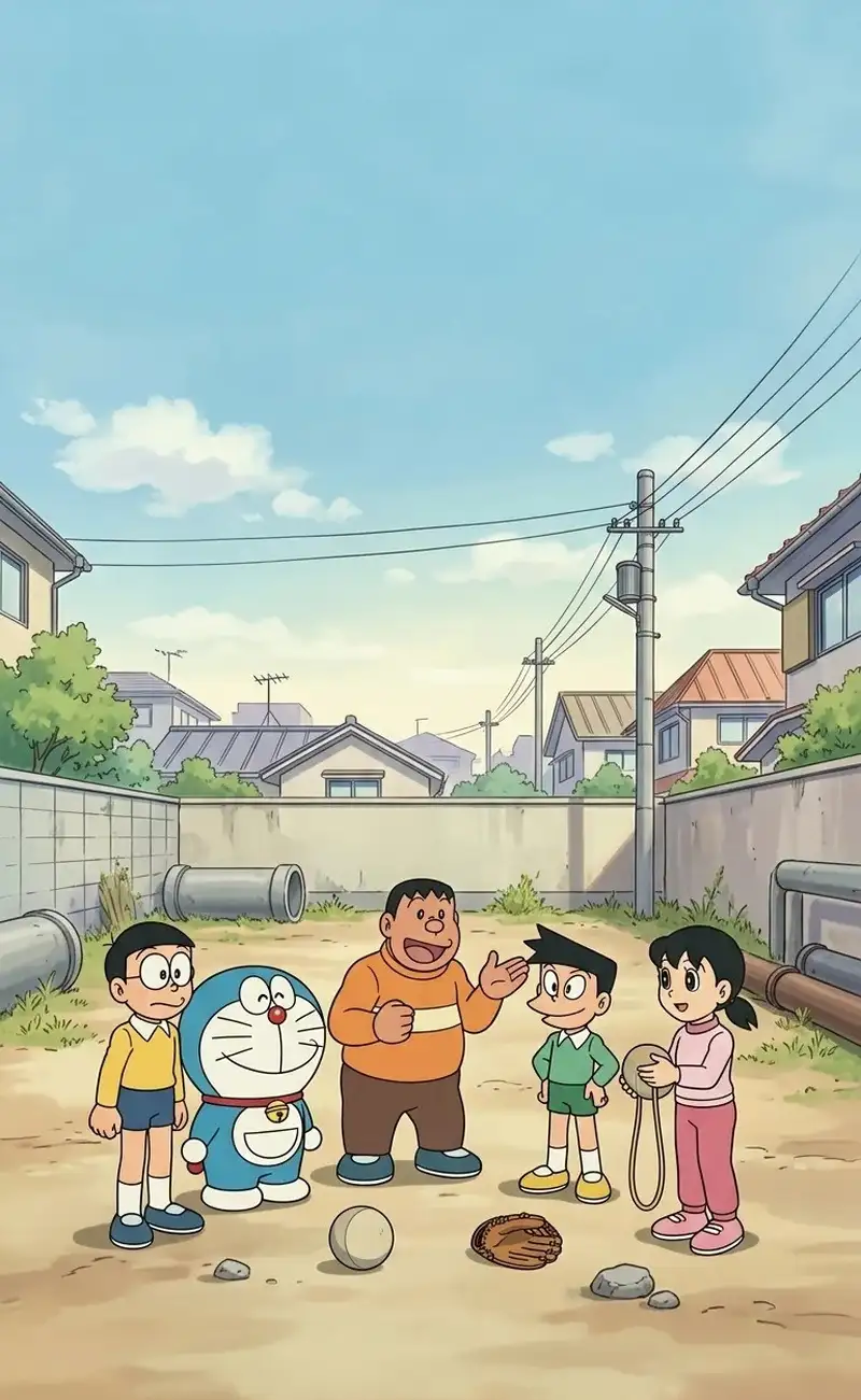 Hình Nobita đáng yêu với phong cách hoạt hình cổ điển