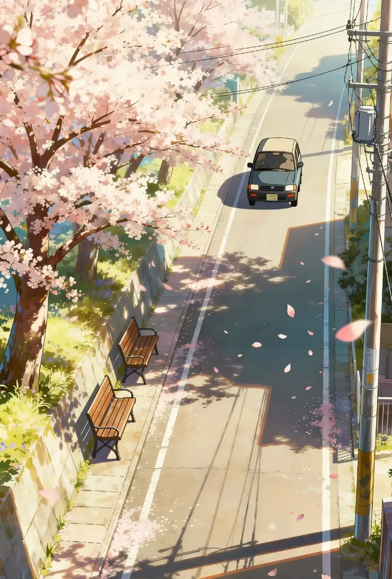 Hình ảnh anime hoa anh đào mùa xuân rực rỡ