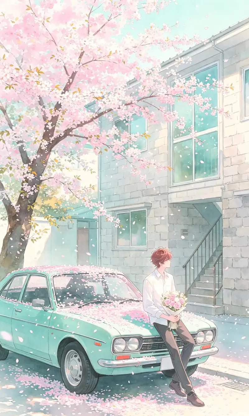 Hình ảnh anime hoa anh đào với ánh nắng mùa xuân