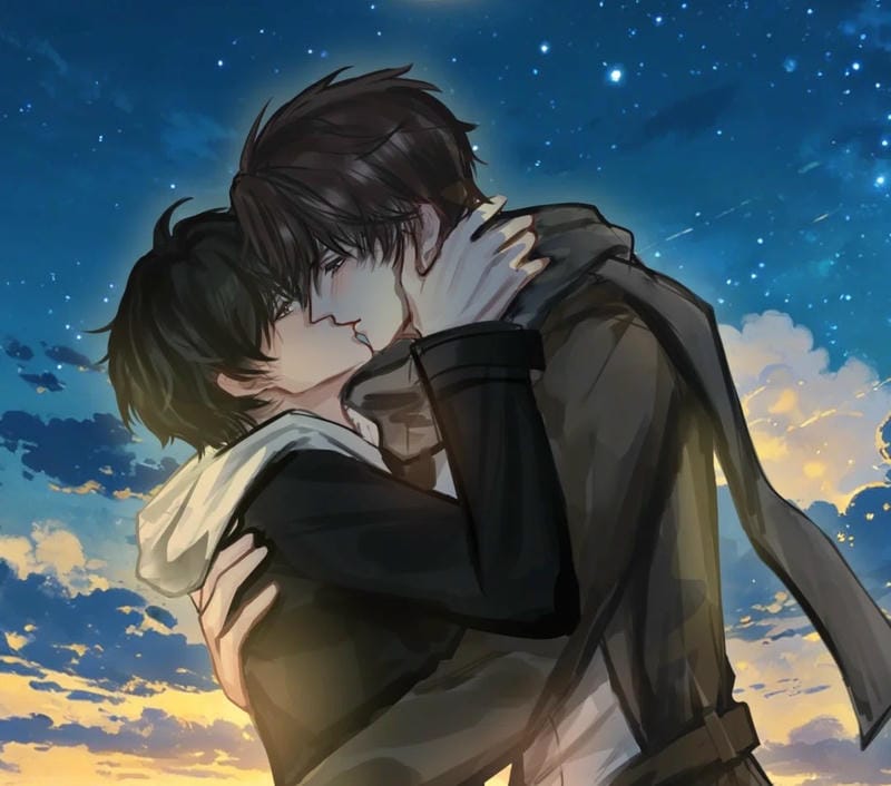 Hình ảnh cặp đôi hôn nhau anime dễ thương