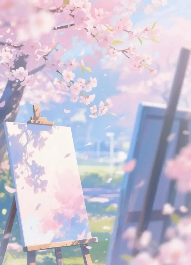 Hình ảnh hoa anh đào anime bên trường học Nhật Bản