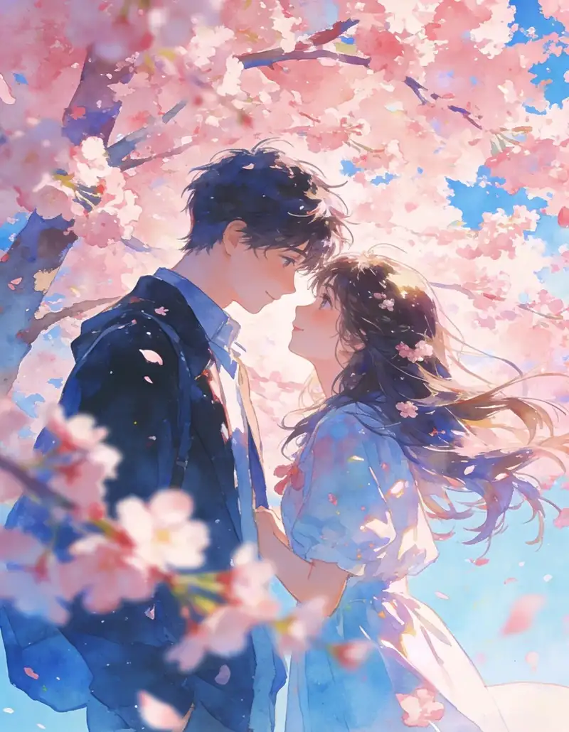 Hình ảnh hoa anh đào anime dưới ánh trăng dịu nhẹ