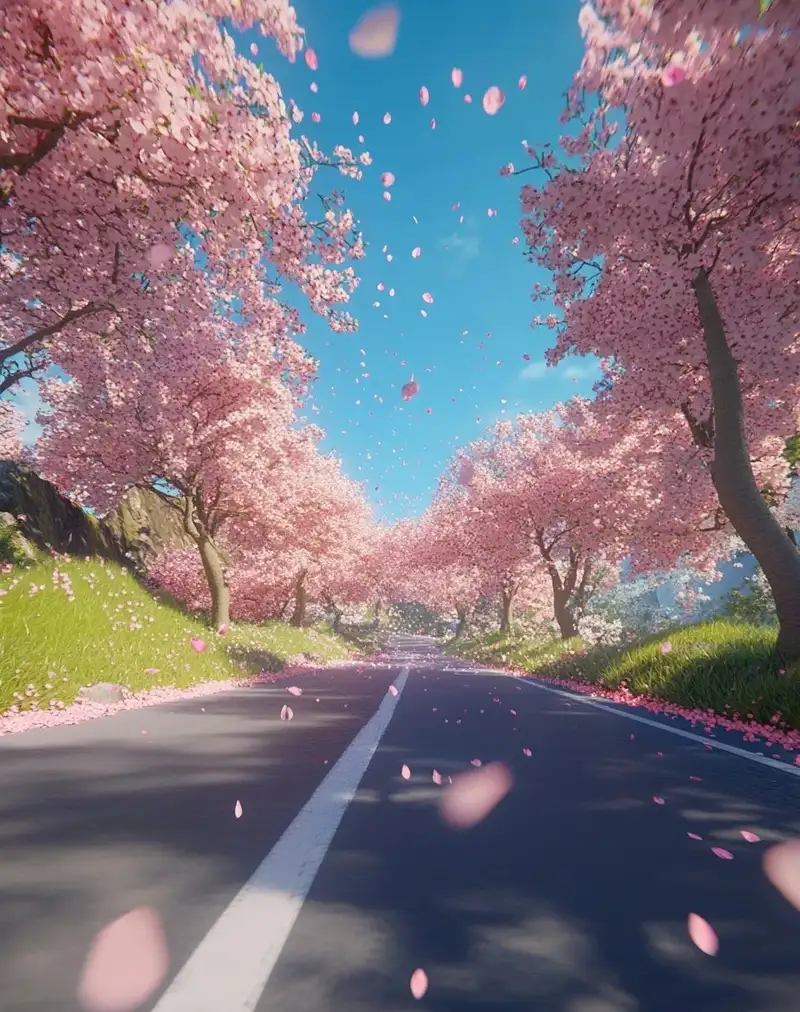Hình ảnh hoa anh đào anime với sắc hồng dịu dàng