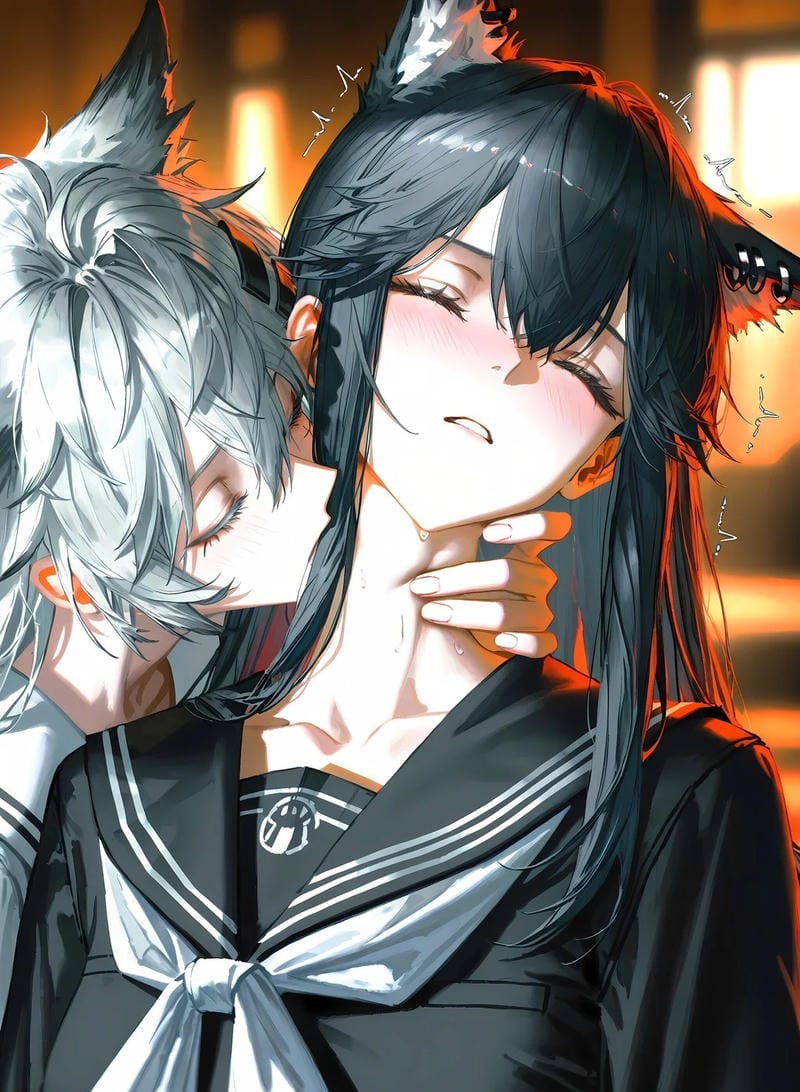 Hình anime hôn nhau mang phong cách lãng mạn