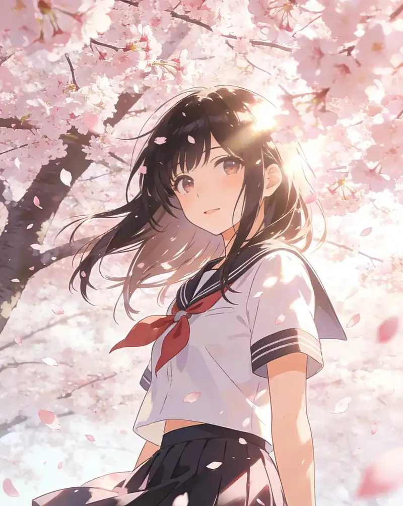Hình nền máy tính hoa anh đào anime sắc nét