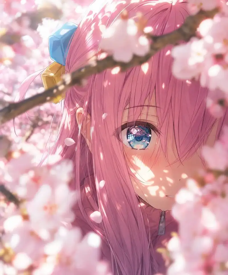 Hoa anh đào anime trong khu vườn Nhật Bản xinh đẹp