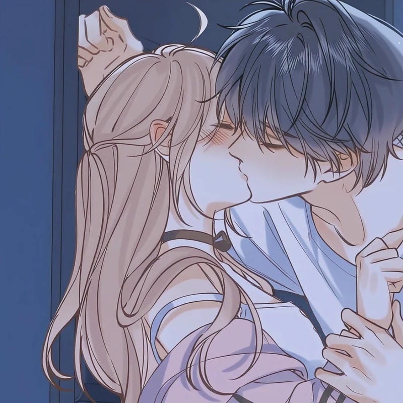 Khoảnh khắc ảnh anime hôn nhau dưới ánh hoàng hôn
