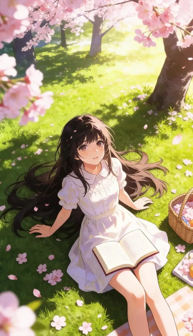 Khung cảnh anime hoa anh đào lãng mạn