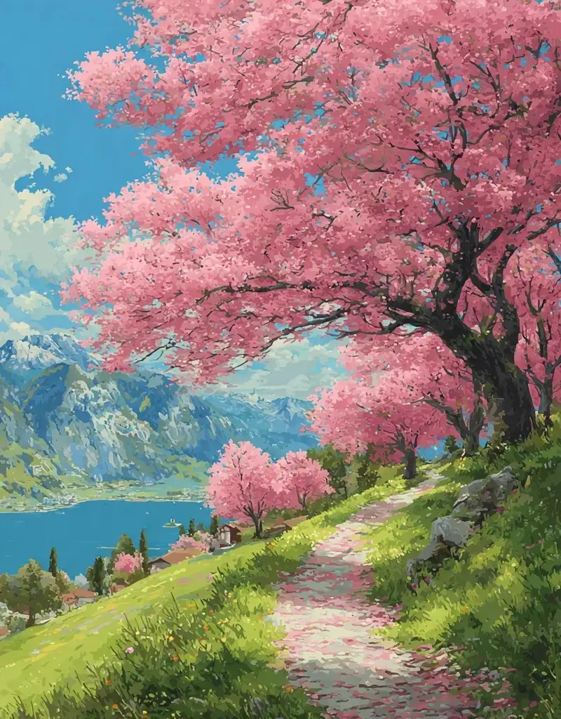 Tranh vẽ hoa anh đào anime đầy nghệ thuật