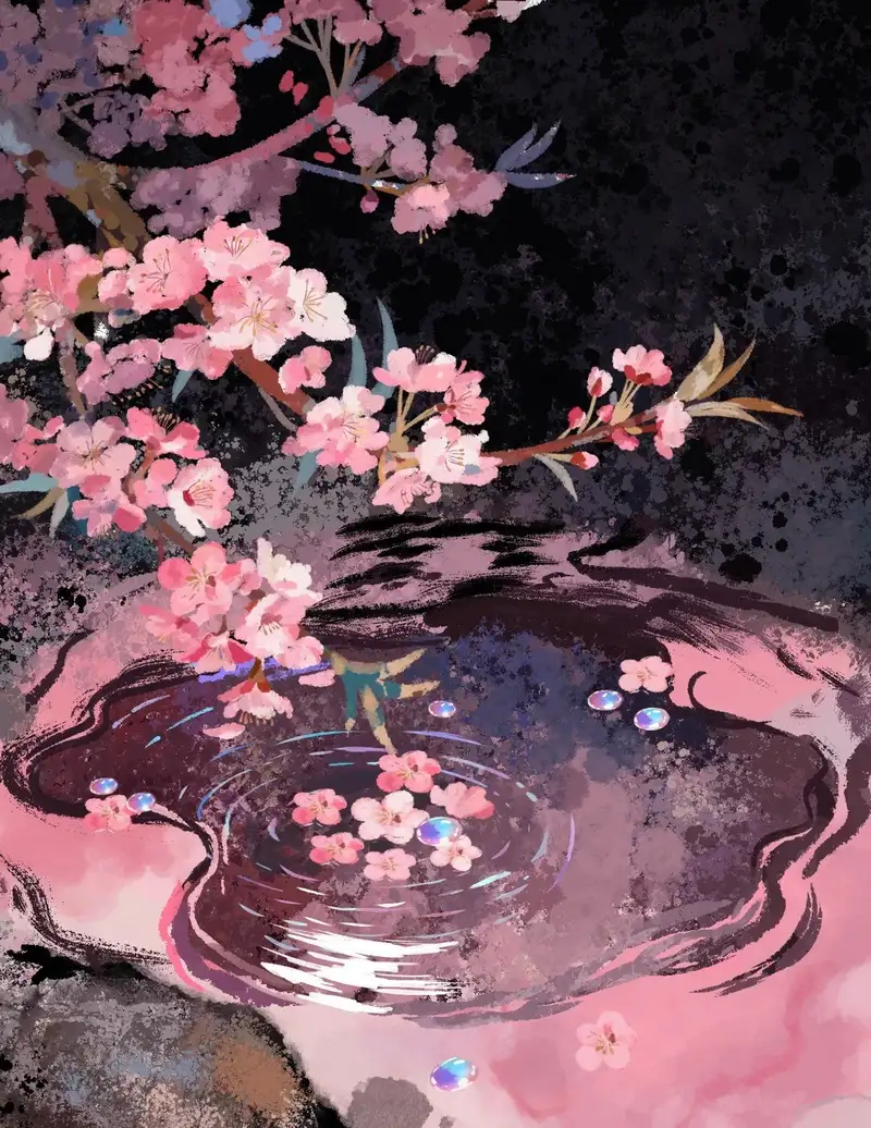 Vẻ đẹp hoa anh đào anime trong nắng sớm