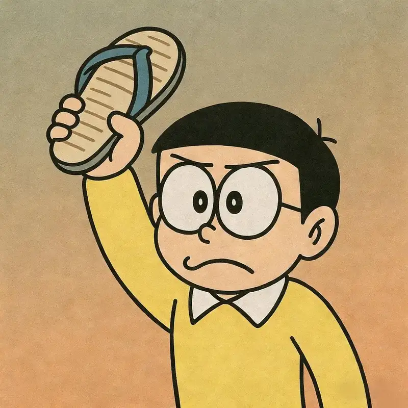 ảnh Nobita đang vui chơi cùng Doraemon và các bạn