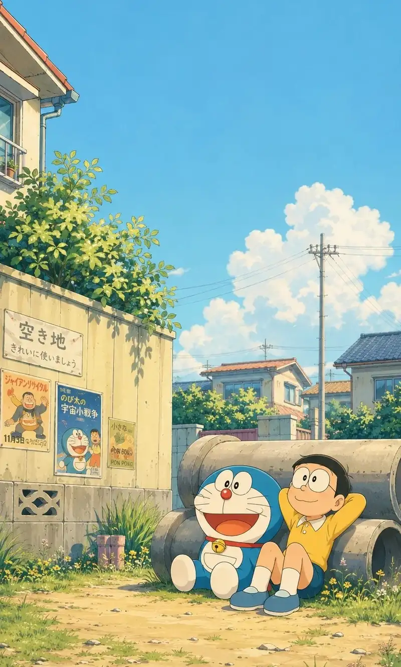 ảnh Nobita tinh nghịch bên Jaian và Suneo